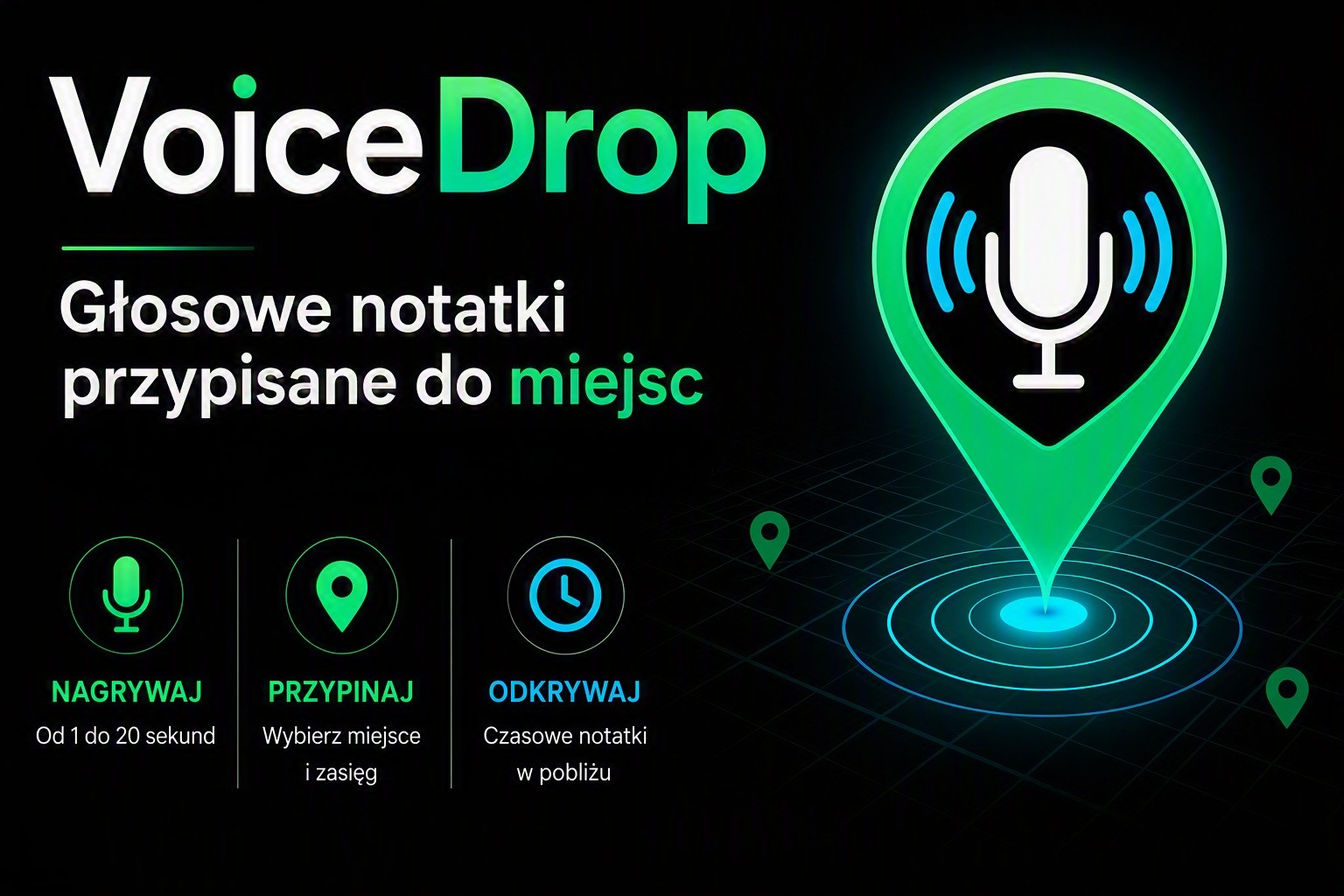 VoiceDrop. Głosowe notatki przypisane do miejsc: nagrywaj, przypinaj i odkrywaj.